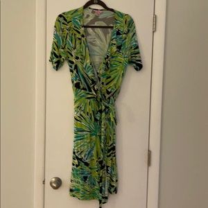 Lilly Pulitzer wrap dress palm tropical botanical